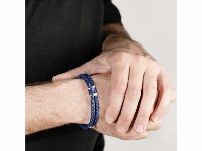 Lotus Style | Bracelet | Acier | Cuir | Bleu | LS2529
