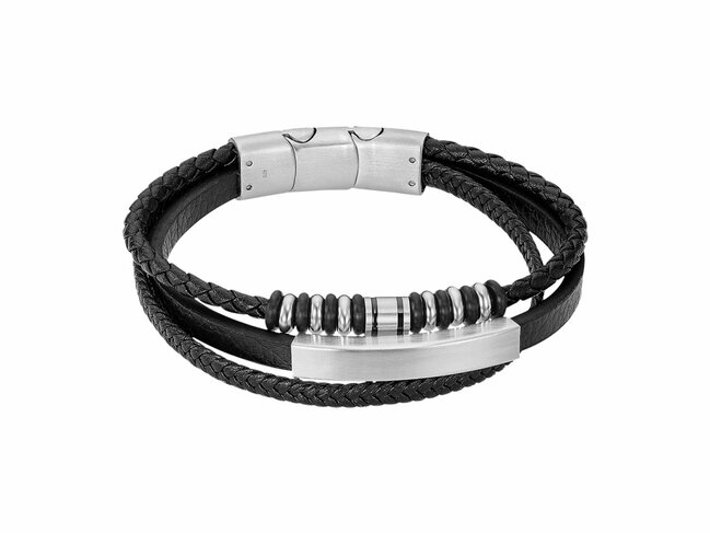 Lotus Style | Bracelet | Acier | Cuir | Noir | LS2592-2/1