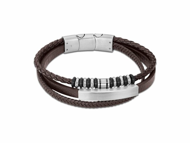 Lotus Style | Bracelet | Acier | Cuir | Marron | LS2592-2/2