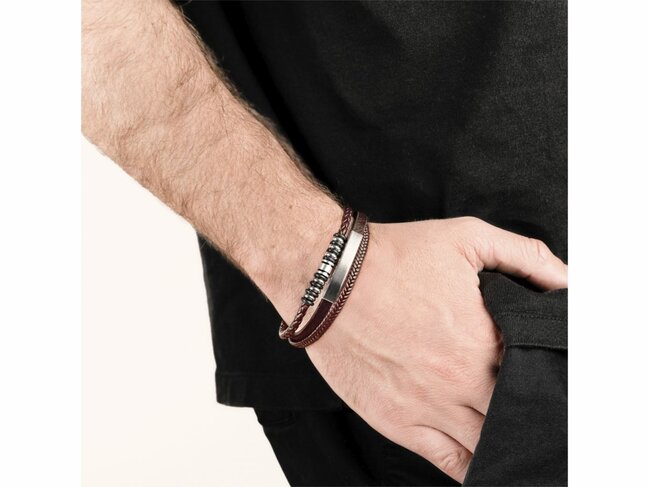 Lotus Style | Bracelet | Acier | Cuir | Marron | LS2592-2/2