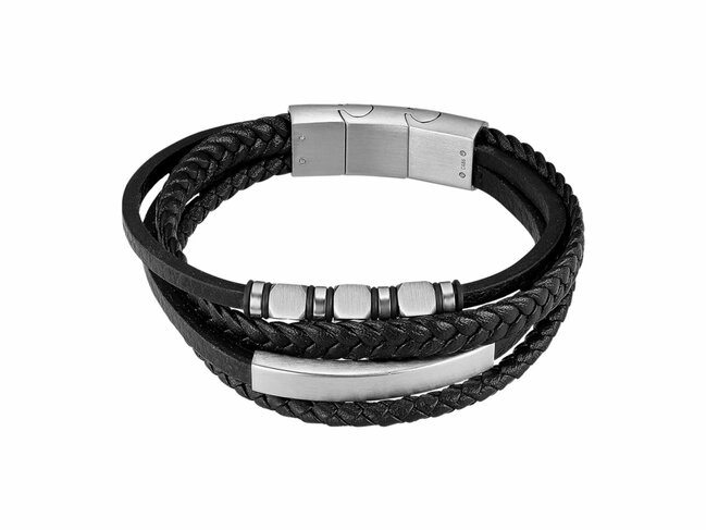 Lotus Style | Bracelet | Acier | Cuir | Noir | LS2593-2/1