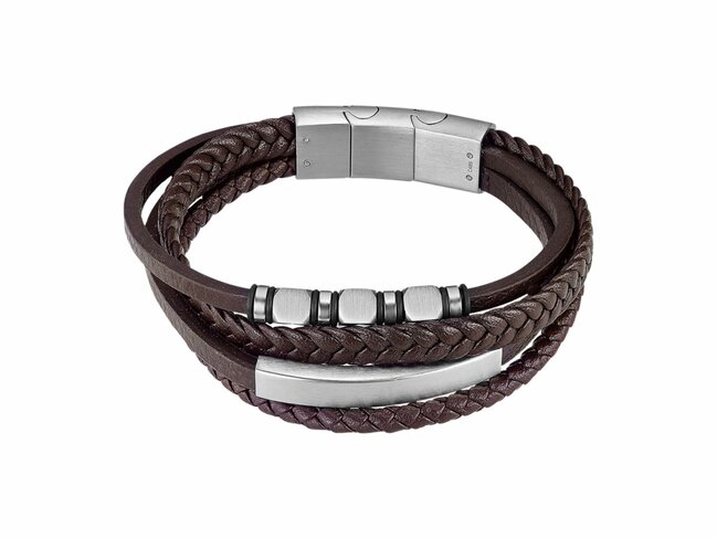 Lotus Style | Bracelet | Acier | Cuir | Marron | LS2593-2/2