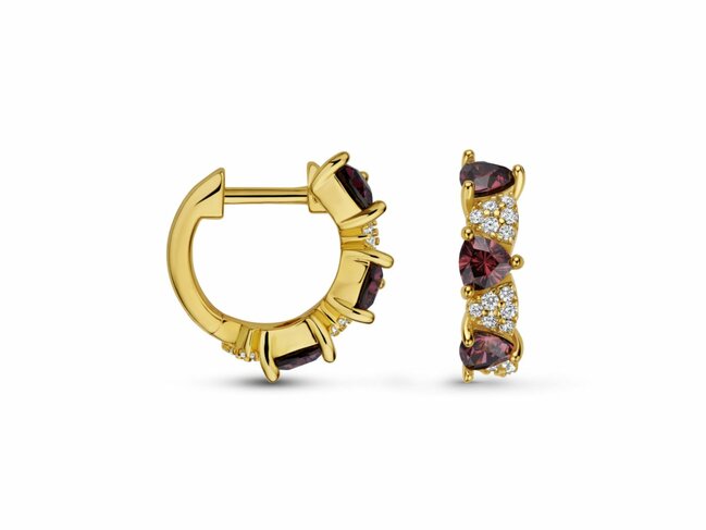 Naiomy Silver | Boucles d'Oreilles | Créoles | Plaqué Or | Oxyde de Zirconium | 15mm |N6O56