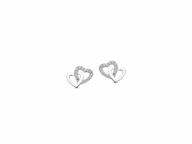 Naiomy Silver | Boucles d'Oreilles | Argent | Oxyde de Zirconium | Coeurs | N6H54