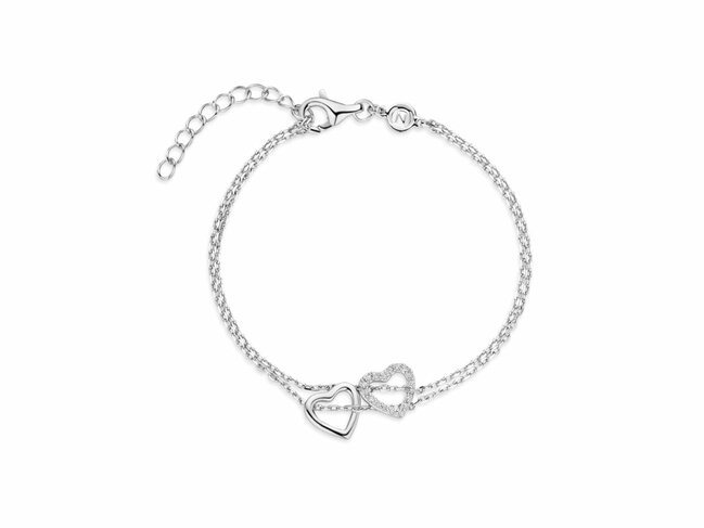 Naiomy Silver | Bracelet | Argent | Oxyde de Zirconium | Coeurs | N6H56
