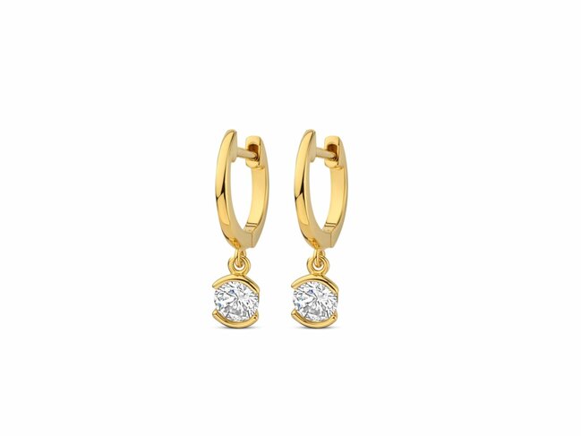 Naiomy Silver | Boucles d'Oreilles | Créoles | Plaqué Or | Oxyde de Zirconium | N5N63