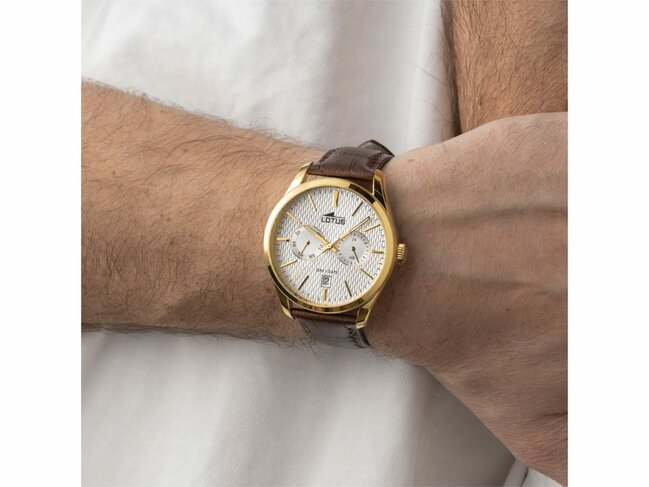 Lotus | Homme | Acier Inoxydable | Cuir | Brun | 41.5mm | 19075/1