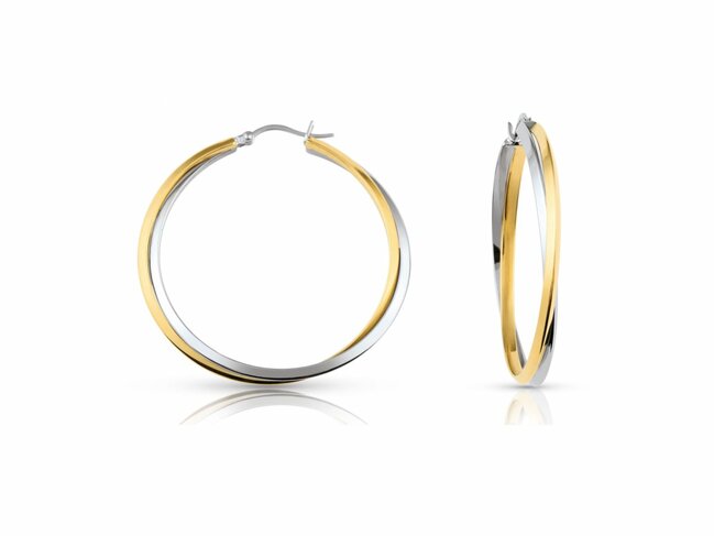 Loumya Steel | Boucles d'Oreilles | Créoles | Acier Inoxydable | Bicolore | 45mm|842-043.J