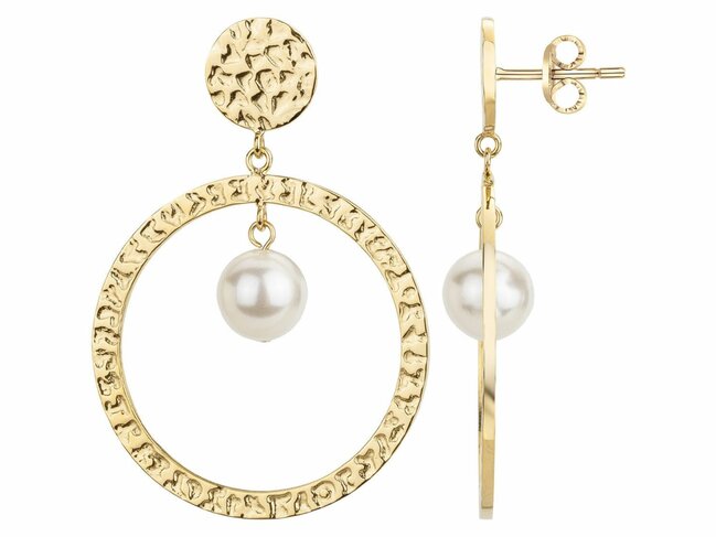 Loumya Steel | Boucles d'Oreilles | Acier Inoxydable | Perles Synthé. | Doré | 842-254.J
