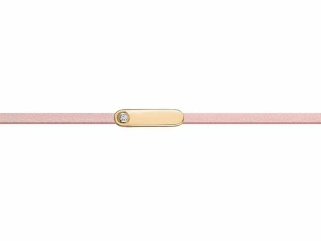 La Garçonne Diamant | Bracelet | Plaqué Or | Cuir Rose | Diamant 0.015ct | 26300056