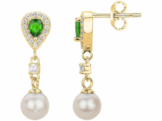 Loumya Silver | Boucles d'Oreilles | Plaqué Or | Oxyde de Zirconium | Perles | 76400545