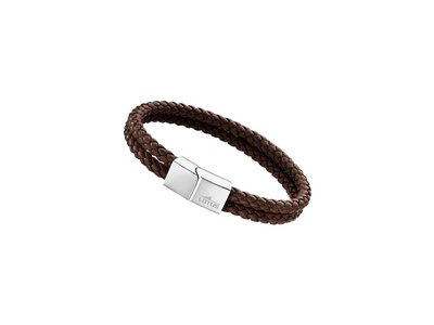 Lotus Style | Bracelet  | Acier Inoxydable | Cuir Brun | LS2011-2/2