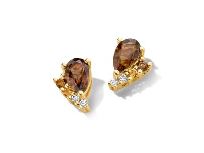 Loumya Gold "Or" | Boucles d'Oreilles | Diamants | Quartz Fumé | DE44504