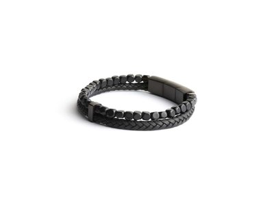 GEMINI | Bracelet | Double | Black | Agate | 4mm | O31