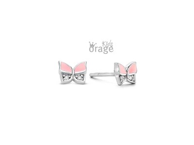 Orage Kids | Boucles D'Oreilles | Argent | Papillon Rose |K2268