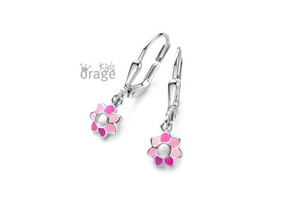 Orage Kids | Boucles D'Oreilles | Argent | Fleur Rose | K2310