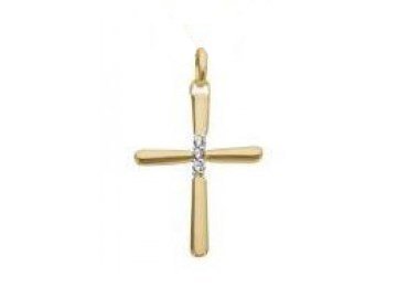Loumya Gold "Or" | Pendentif | Croix | Or jaune  | Diamants 0.015ct