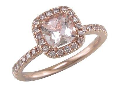 Loumya Gold "Or" | Bague | Or Rose | Diamants 0.36ct | Morganite | JA5239