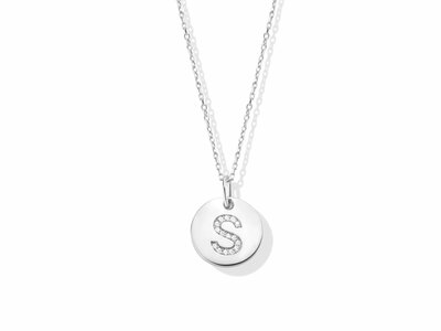 Naiomy Silver | Collier | Argent | Oxyde de Zirconium | Lettre V | ø 11mm | B0B1S