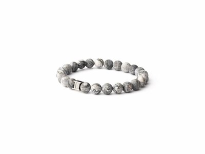 GEMINI | Bracelet | Alpha Mat Grey | Jaspe | 8mm | A10