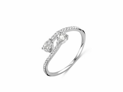 Loumya Gold "Or" | Bague | Or Blanc | Diamants 0.130ct | Poire 0.290ct | 065795/A