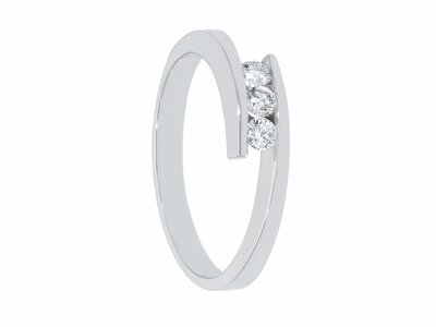 Loumya Gold "Or" | Bague | Or Blanc | Diamants 0.20ct | Trilogie | JBBB14020C