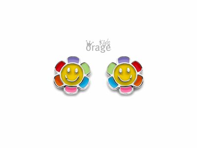 Orage Kids | Boucles d'Oreilles | Argent | Fleur Multicolore | K2622