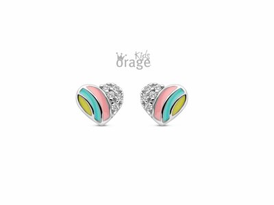 Orage Kids | Boucles d'Oreilles | Argent | Coeur | Multicolore | K2677