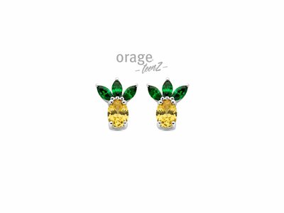 Orage Kids | Boucles d'Oreilles | Argent | Oxyde de Zirconium | Ananas | T682