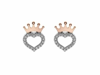 Disney Jewels | Boucles D'Oreilles | Argent Bicolore | Coeur Couronne | ES000005TZWL