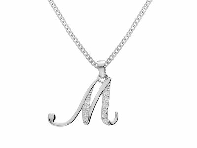 Loumya Silver | Collier | Argent | Oxyde de Zirconium | Lettre M | 07123M