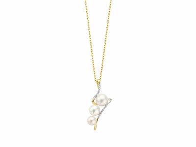 Loumya Gold "Or" | Collier | Or Jaune | Perles de Culture | Diamants 0.10ct | PY11892-5