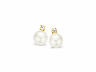Loumya Gold "Or" | Boucles d'Oreilles | Or Jaune | Perles de Culture | Diamants | EPYP1185X1