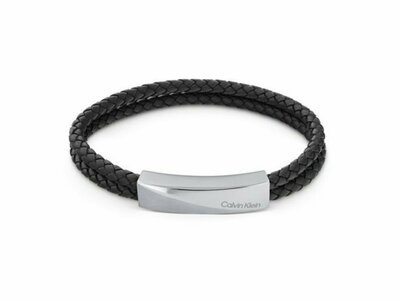 Calvin Klein. | Bracelet | Homme | Cuir Noir | Acier | 35000097