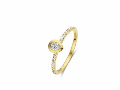 Loumya Gold "Or" | Bague | Or Jaune | 20 Diamants 0.14ct | 1 Diamant Poire 0.19ct | 067365/A