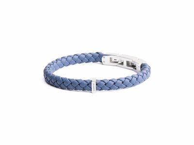 GEMINI | Bracelet Una | Cuir Bleu Clair | Acier Inoxydable | O45