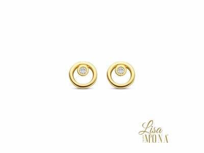 Lisa Mona 14K | Boucles d'Oreilles | Or Jaune | Oxyde de Zirconium | ø 4mm | LM/G0266