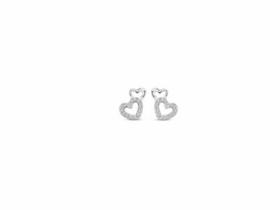 Naiomy Silver | Boucles d'Oreilles | Argent | Oxyde de Zirconium | Coeurs | N4N54