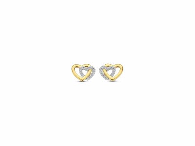 Naiomy Silver | Boucles d'Oreilles | Plaqué Or | Oxyde de Zirconium | Coeurs | N4N56