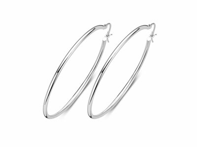 Naiomy Silver | Boucles d'Oreilles | Créoles | Argent | ø50mm | B4M07