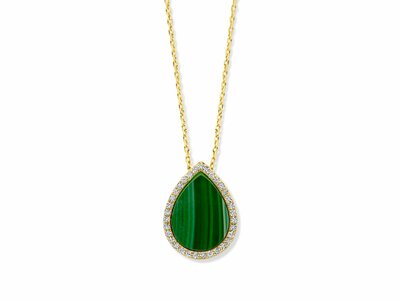 Naiomy Silver | Collier | Plaqué Or | Oxyde de Zirconium | Malachite | N4C52