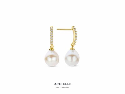 Loumya Gold "Or" | Boucles d'Oreilles | Or Jaune | Oxyde de Zirconium | Perle de Culture|0133C