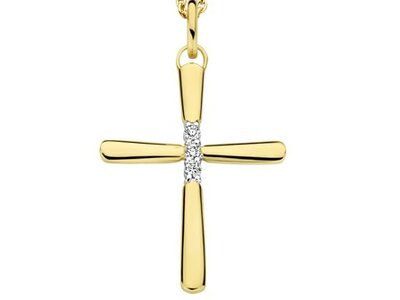 Loumya Gold "Or" | Pendentif | Croix | Or Jaune  | Diamants 0.015ct | AH0063D