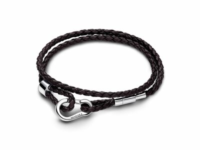 Pandora | Bracelet | Cuir Brun Tressé | Double tour | 593338C01