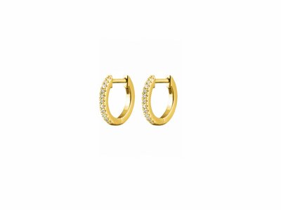 Diamanti Per Tutti | Boucles d'Oreilles | Plaqué Or | Diamants | ø14mm | M2151-3S4