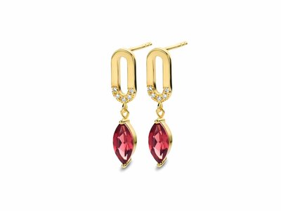 Diamanti Per Tutti | Boucles D'Oreilles | Plaqué Or | Diamants | Grenat | M1993 DO