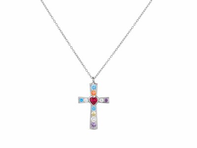 Loumya Silver | Collier | Argent | Multicolore | Croix | 9114792