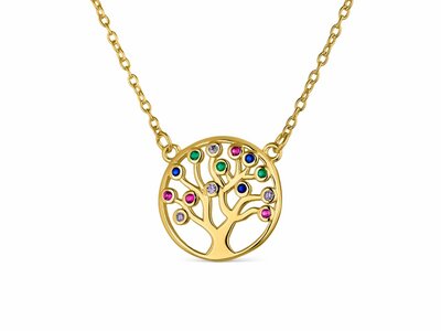 Loumya Silver | Collier | Plaqué Or | Multicolore | Arbre de Vie | 9113240