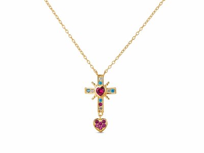 Loumya Silver | Collier | Plaqué Or | Multicolore | Croix | 9114788