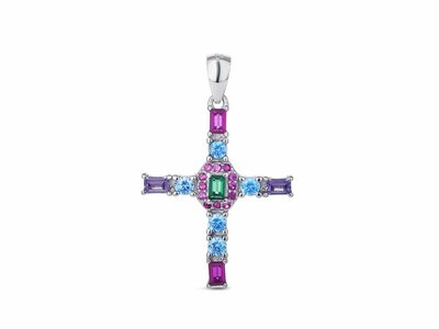 Loumya Silver | Pendentif | Argent | Multicolore | Croix | 9114395